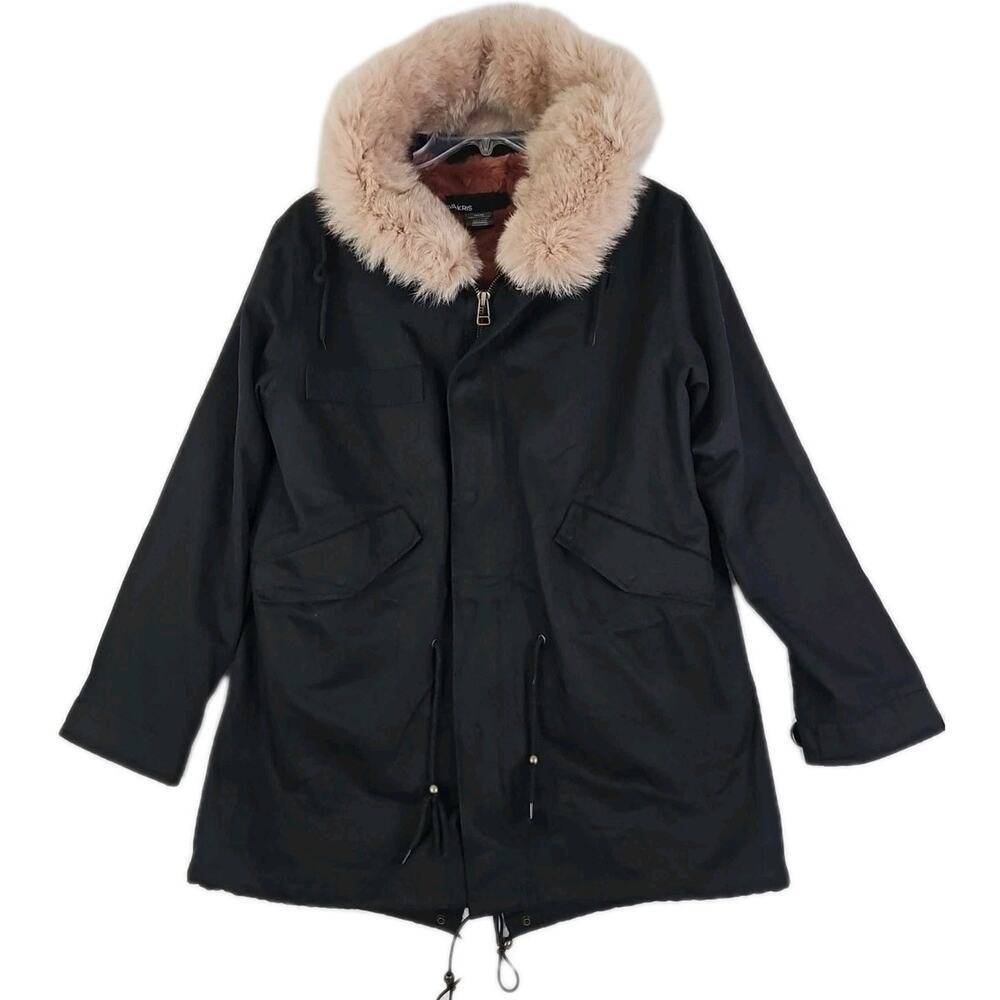 AVA & KRIS ~Woman Size S~ Black Parka Jacket 4in1 Rabbit Fur NWOT.